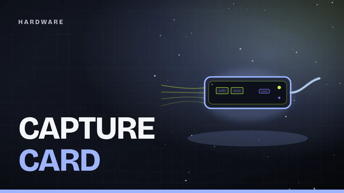 Cover image: a stylized capture card with HDMI and USB ports and a blue glowing outline on a dark background