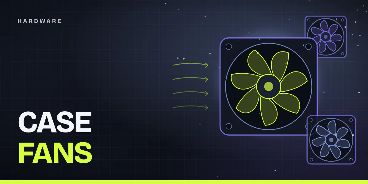 Cover image: three stylized PC fans with glowing blades, airflow arrows streaming into the large fan from the left