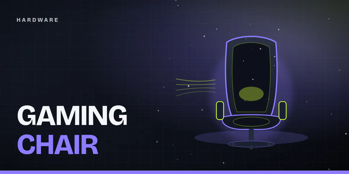 Cover image: a stylized high-back gaming chair with a violet glowing outline on a dark background