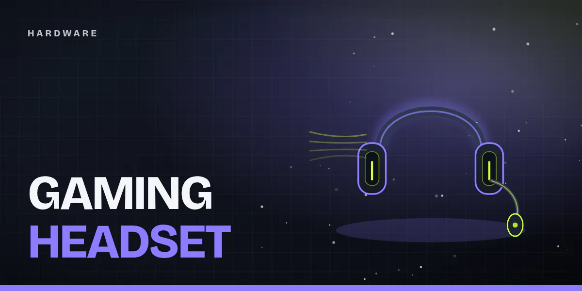 Cover image: a stylized over-ear gaming headset with a boom mic and violet glowing outline on a dark background