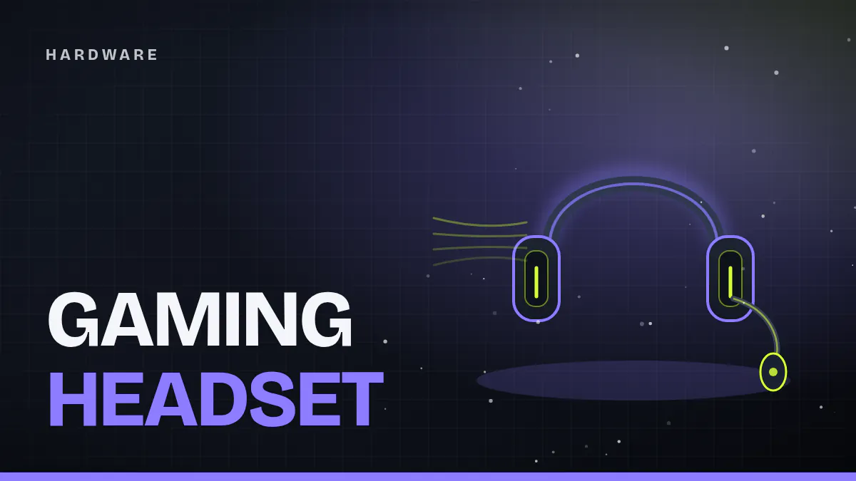Cover image: a stylized over-ear gaming headset with a boom mic and violet glowing outline on a dark background
