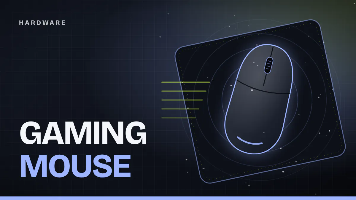 Cover image: a stylized gaming mouse seen from above with a blue glowing outline on a mousepad, surrounded by circles and motion lines