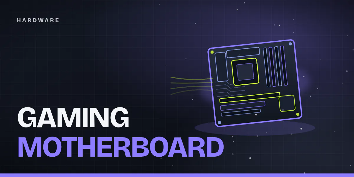 Cover image: stylized motherboard with CPU socket, RAM slots and a glowing violet outline on a dark esports background