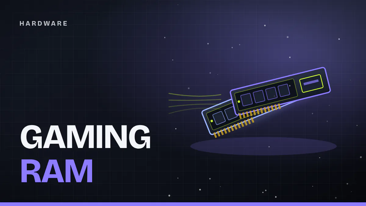 Titelgrafik: stilisierte Dual-Channel-DIMM-Module mit blau-violettem Leuchtrand auf dunklem Hintergrund